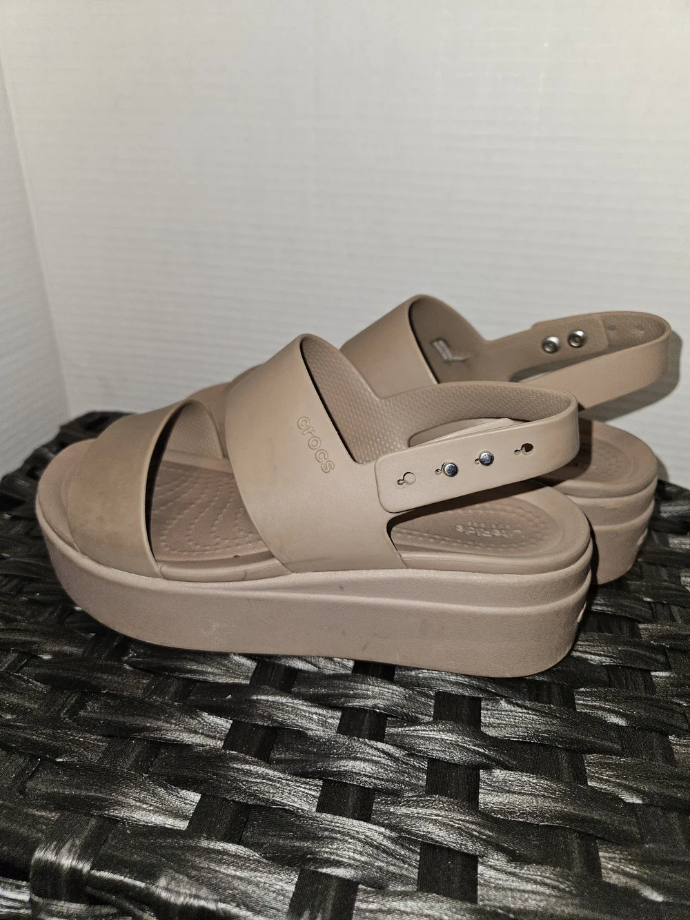 CROCS Kids Platform Sandals in Taupe
